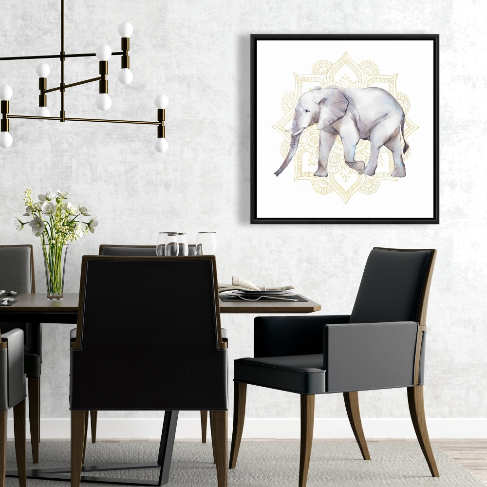 Toile Éléphant Gris pour Chambre à Coucher - Décoration Éléphant sur Mandalas