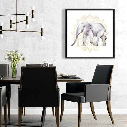 Toile Éléphant Gris pour Chambre à Coucher - Décoration Éléphant sur Mandalas