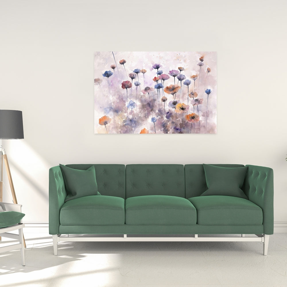 Toile « Petites fleurs sauvages » | Décoration murale violette pour chambre