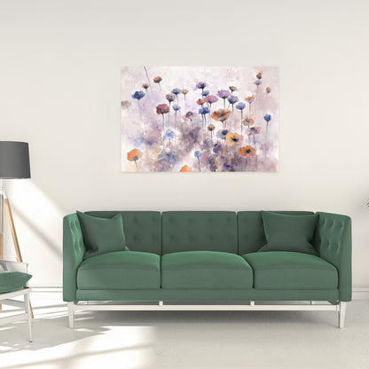 Toile « Petites fleurs sauvages » | Décoration murale violette pour chambre