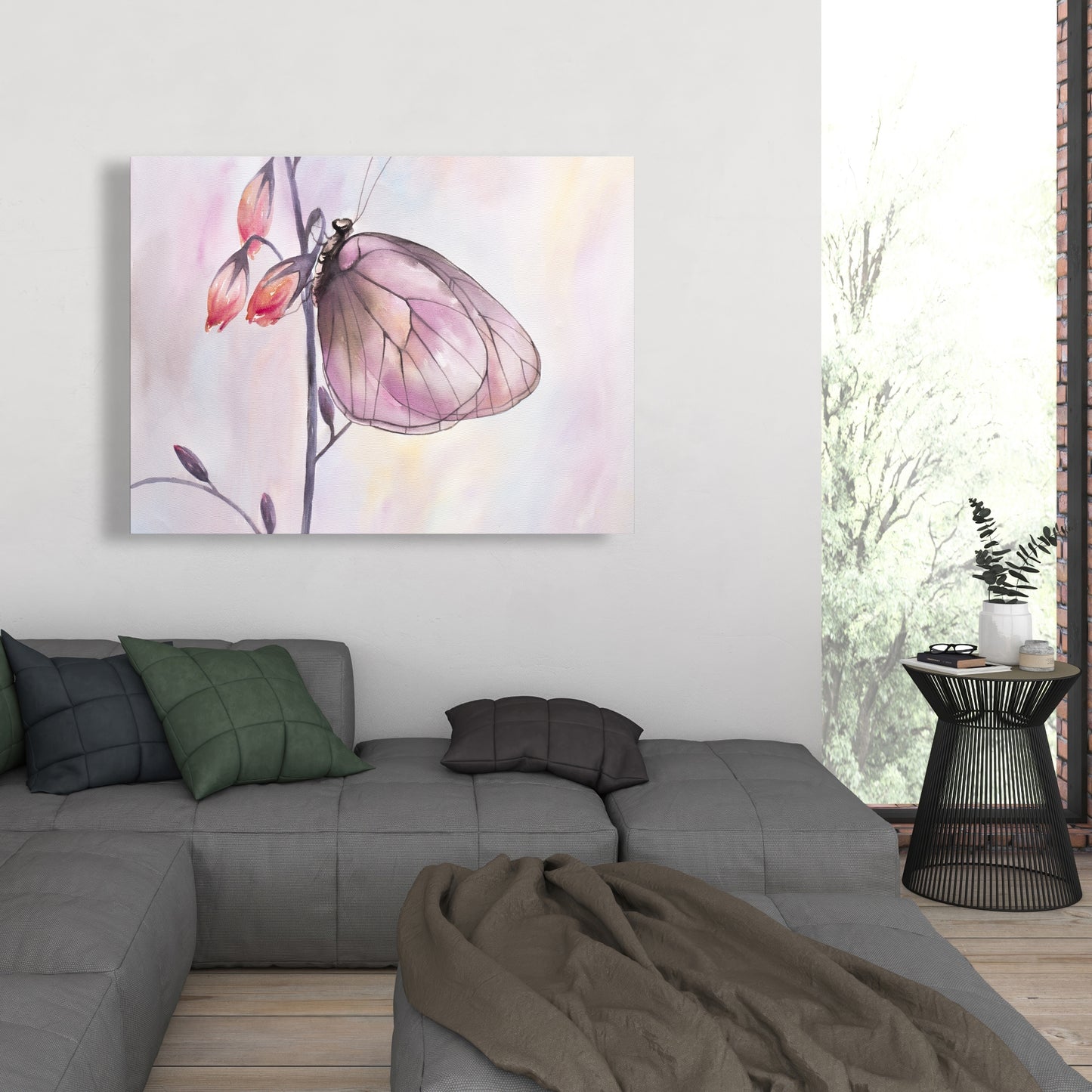 Toile Papillon délicat | Décoration murale romantique pour chambre à coucher