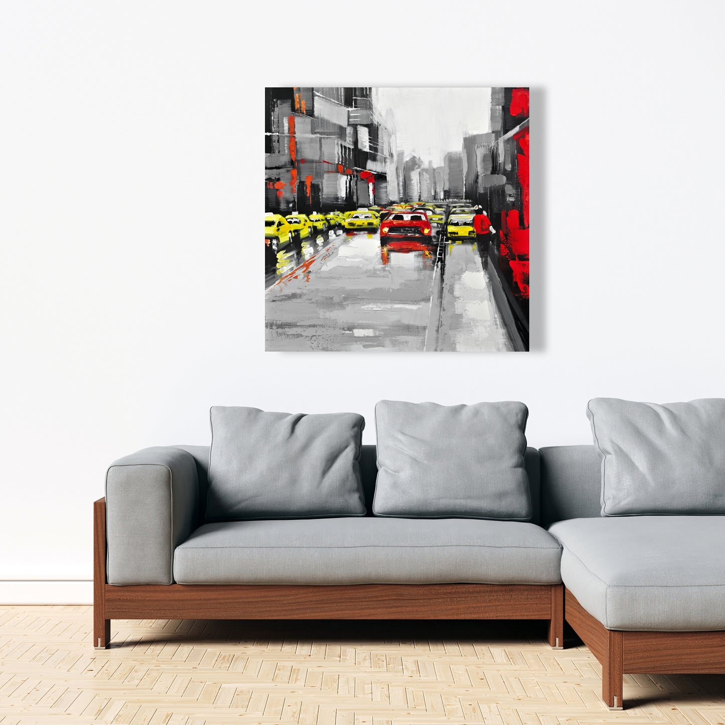 Gray Industrial Cities Canvas | Abstract Rainy Day Traffic Decor