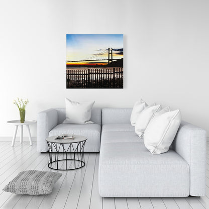 Blue Bedroom Canvas Art | Bridge by Sunset Home Decor