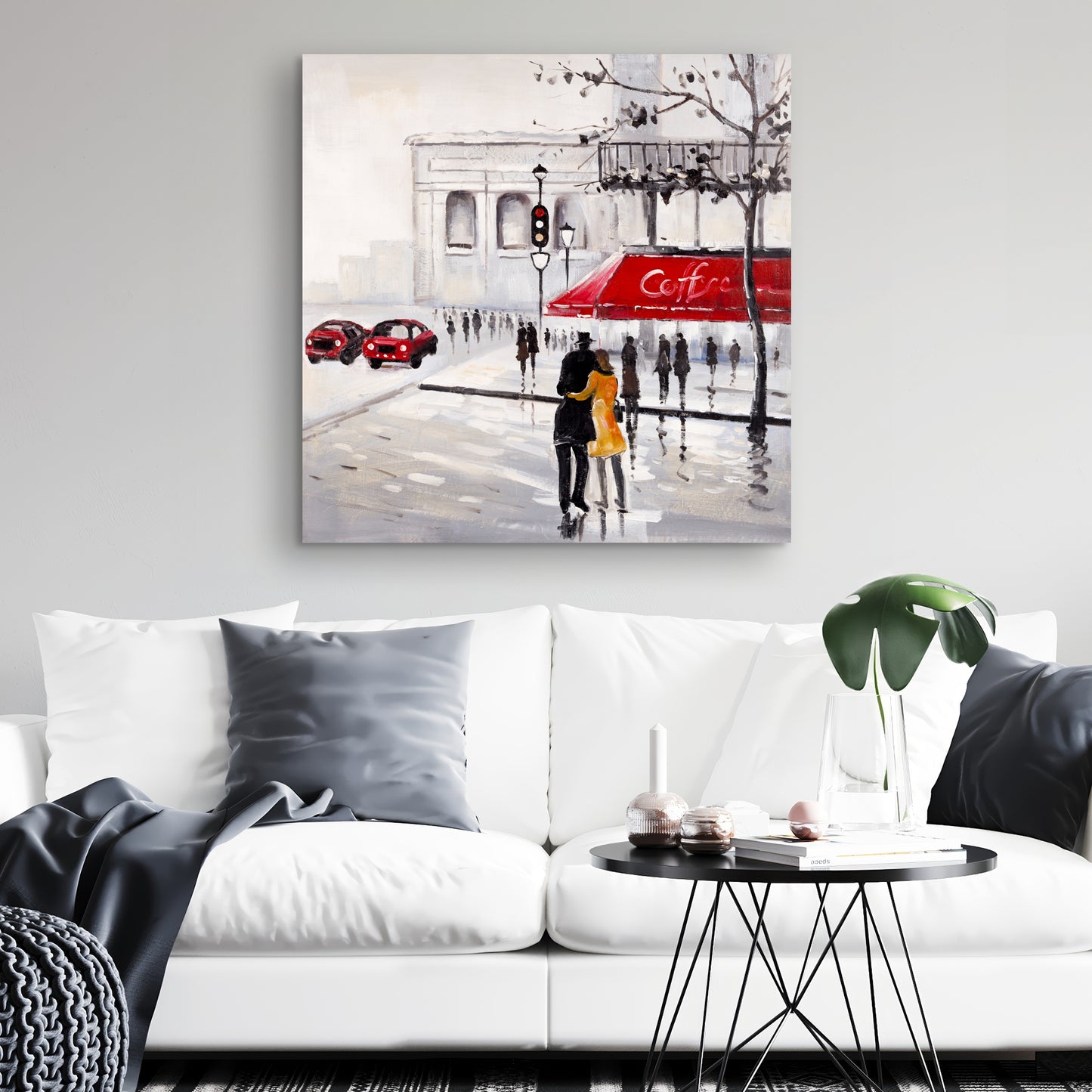 Toile représentant un couple marchant – Décoration murale moderne pour chambre à coucher