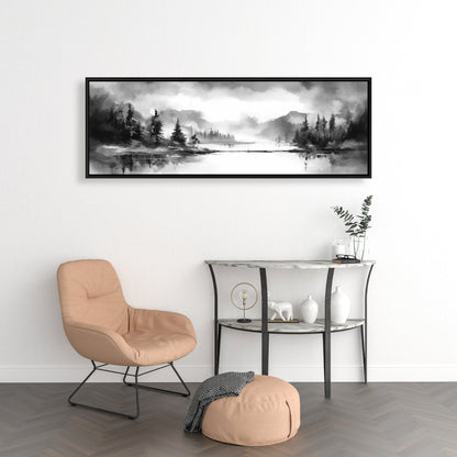 Décor sur toile encadrée représentant des paysages d'arbres au bord du lac