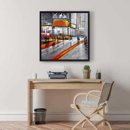 Circulation à Times Square, toile grise - Décoration contemporaine