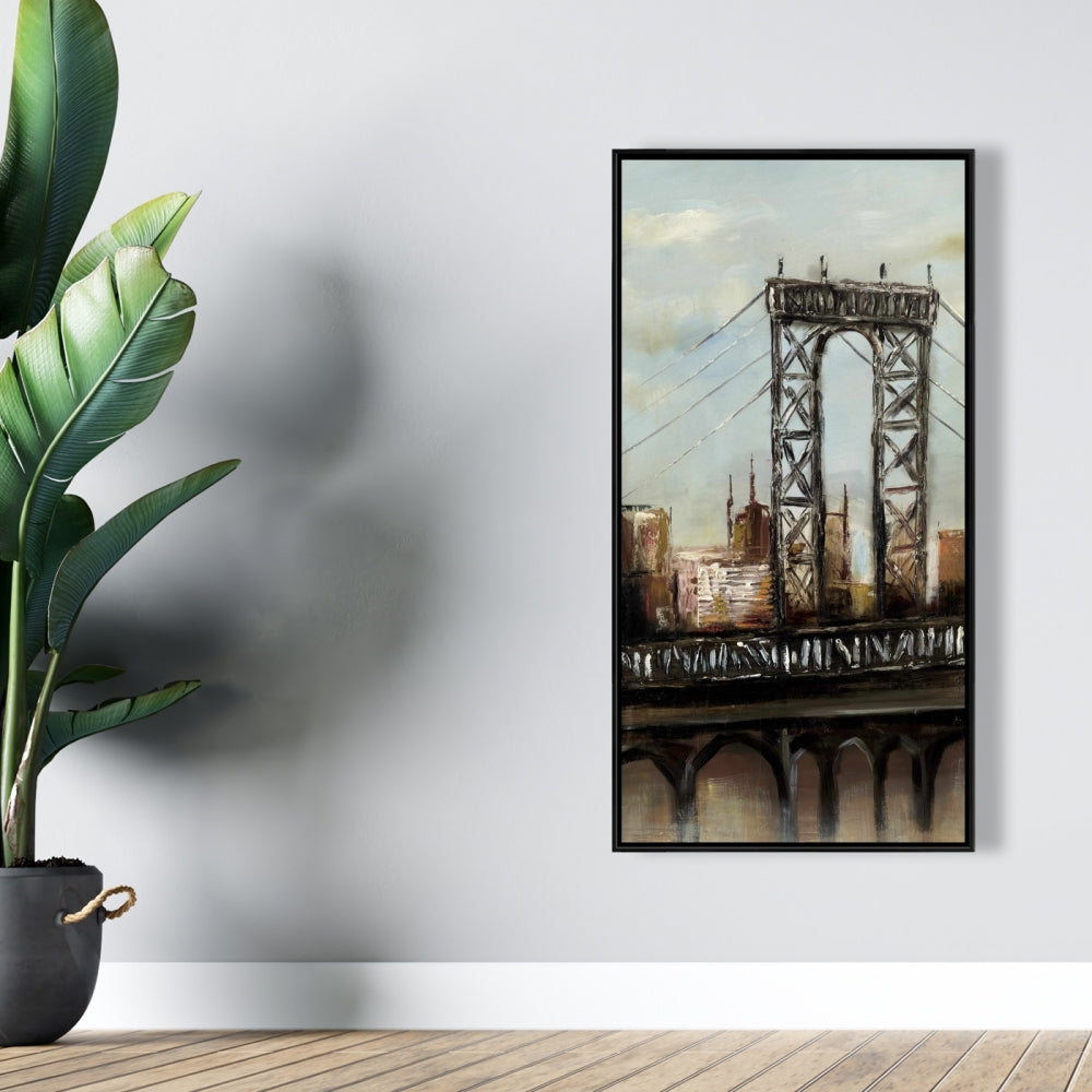 Pont urbain par Cloudy Day Canvas | Décoration de bâtiments bruns