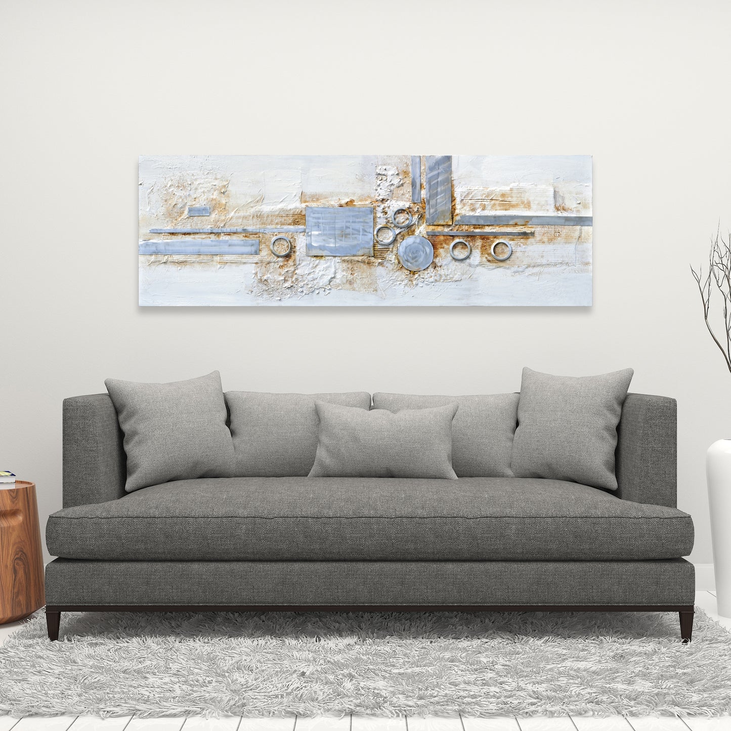 Toile Formes grises – Finition métallique abstraite | Décoration d'intérieur