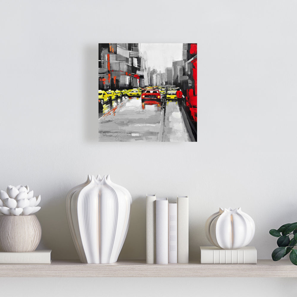 Gray Industrial Cities Canvas | Abstract Rainy Day Traffic Decor
