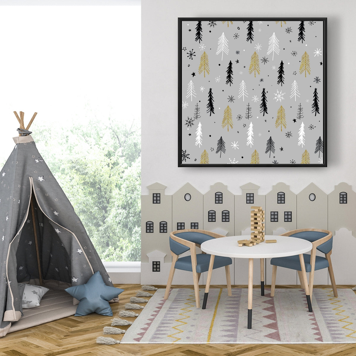 Toile encadrée motif sapin de Noël | Décoration d'intérieur