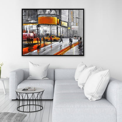 Circulation à Times Square, toile grise - Décoration contemporaine