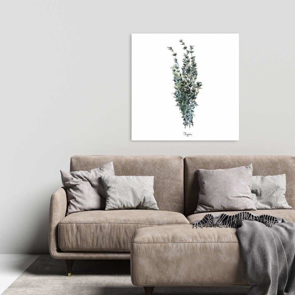 Toile illustrée « Feuilles de thym » | Décoration d'intérieur