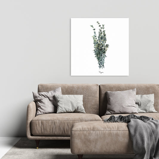 Toile illustrée « Feuilles de thym » | Décoration d'intérieur