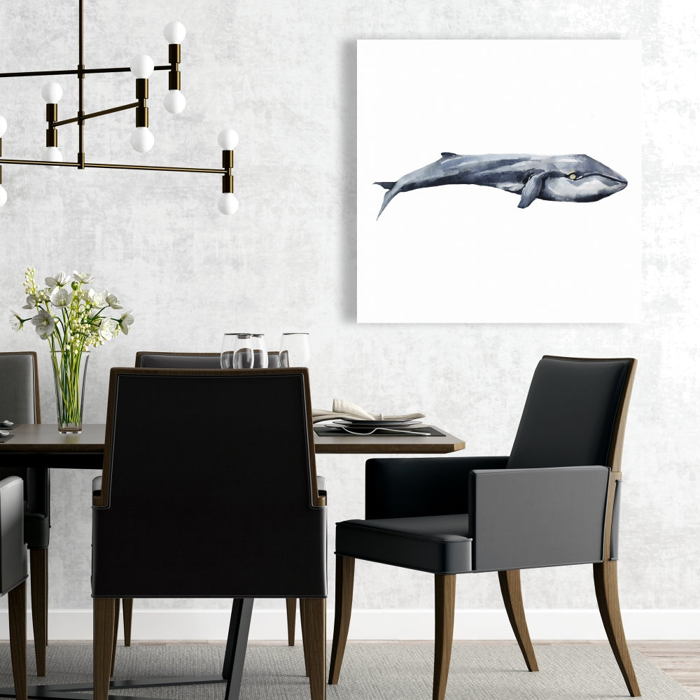 Watercolor Whale Canvas - Blue Bedroom Decor | Aquatic Art
