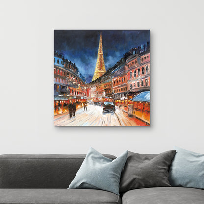 Illuminated Paris Canvas - Building Bedroom Street Decor