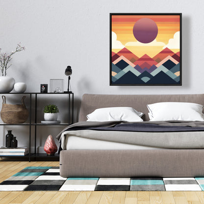 Toile minimaliste « La Montagne de la Paix » | Décoration d'intérieur encadrée