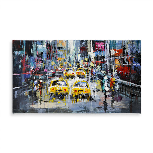 Urban Scene Tablecloth - Indoor/Outdoor Home Decor with Taxis