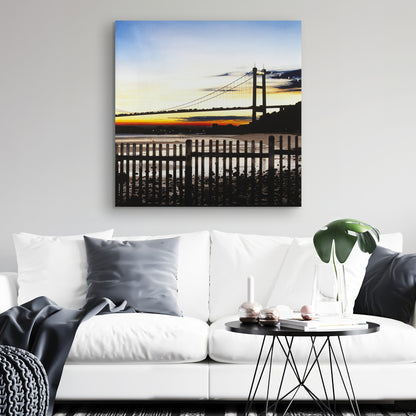 Blue Bedroom Canvas Art | Bridge by Sunset Home Decor