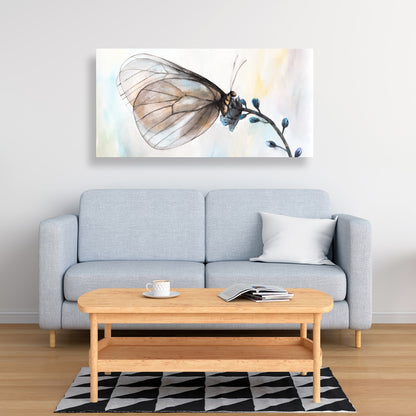 Butterfly on Blue Flowers Canvas - Bedroom Home Decor