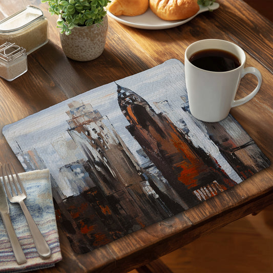 Gray day in the city - 14"x18" Braided Polyester Placemat