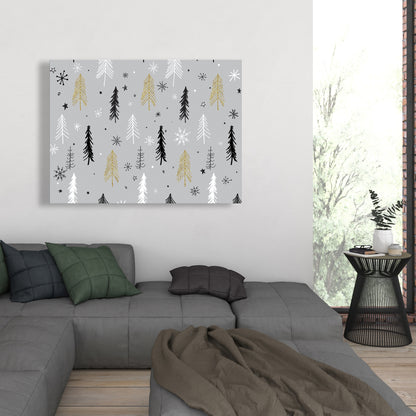 Toile à motif sapin de Noël | Décoration de chambre blanche