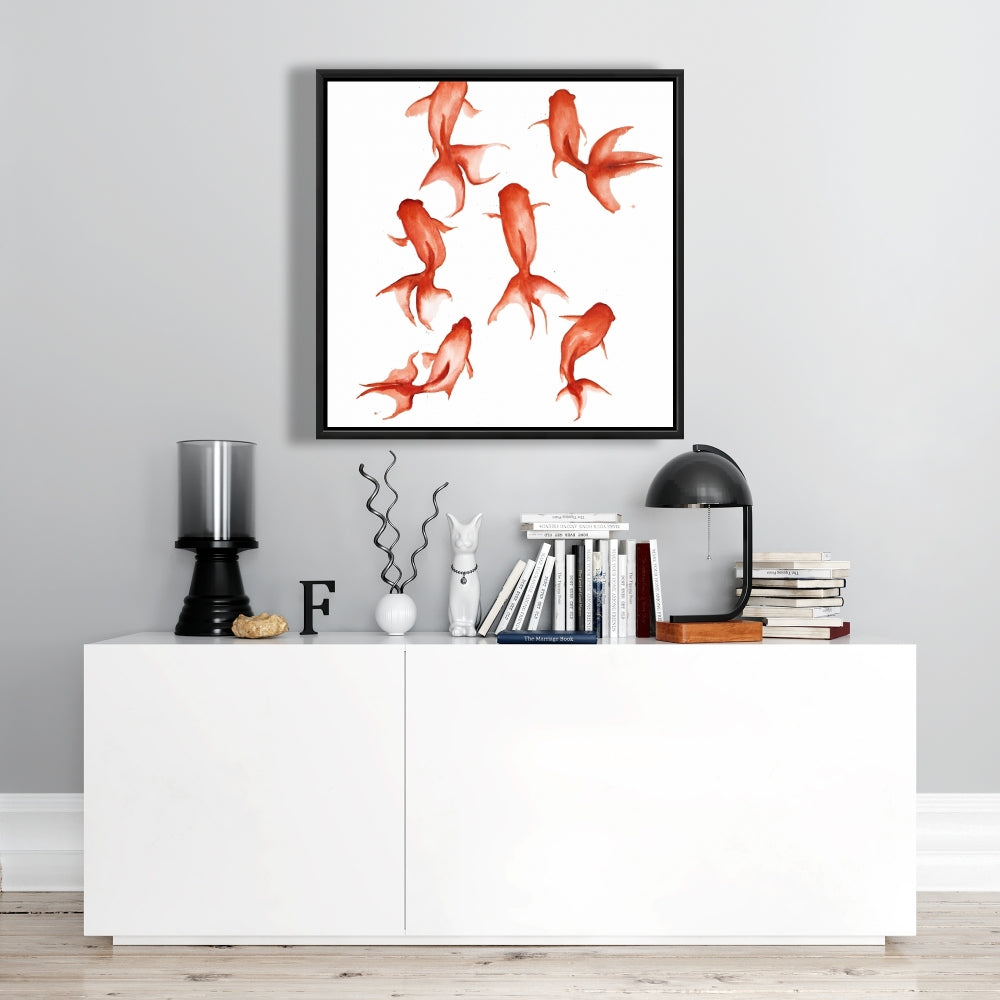 Toile de chambre asiatique Petits poissons rouges | Décoration d'intérieur