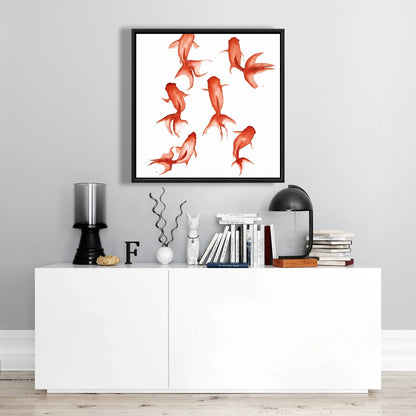 Toile de chambre asiatique Petits poissons rouges | Décoration d'intérieur