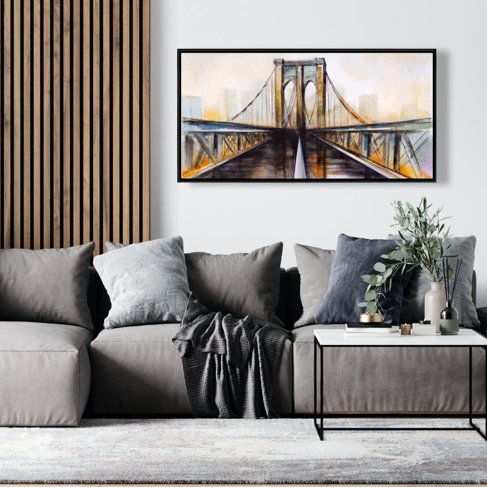 Toile colorée représentant le pont de Brooklyn – Décoration murale romantique pour chambre à coucher