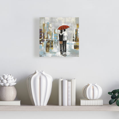 Couple Walking Under Umbrella | Abstract Canvas Home Decor
