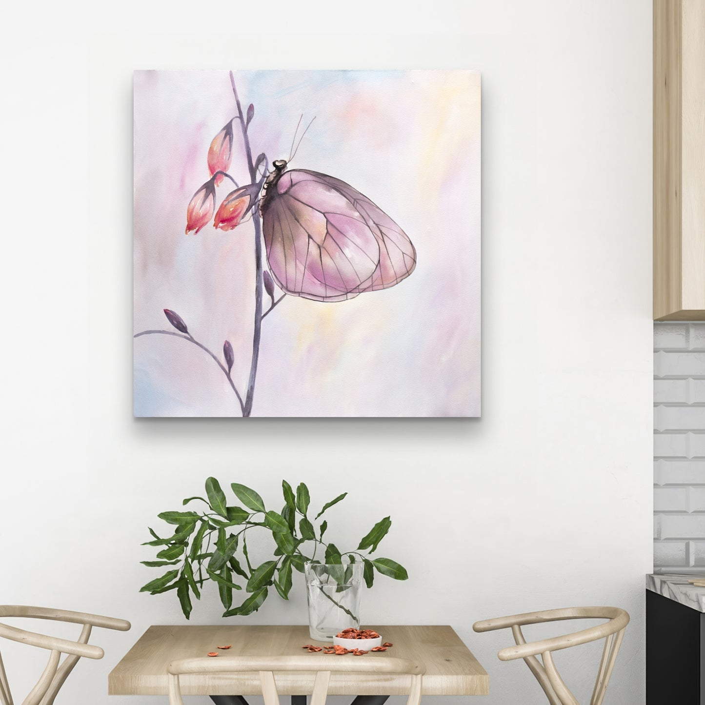 Toile Papillon délicat | Décoration murale romantique pour chambre à coucher