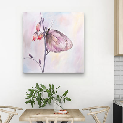 Toile Papillon délicat | Décoration murale romantique pour chambre à coucher