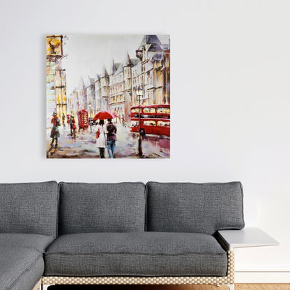 European Street Rainy Day Red Canvas - Home Decor Bedroom