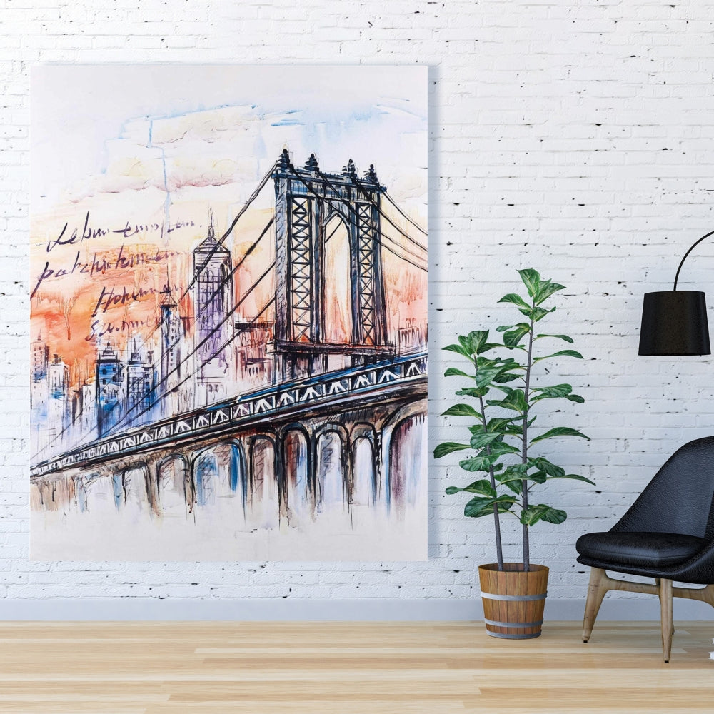 Bridge Sketch Canvas - Illustrative Bedroom Art for Home Decor