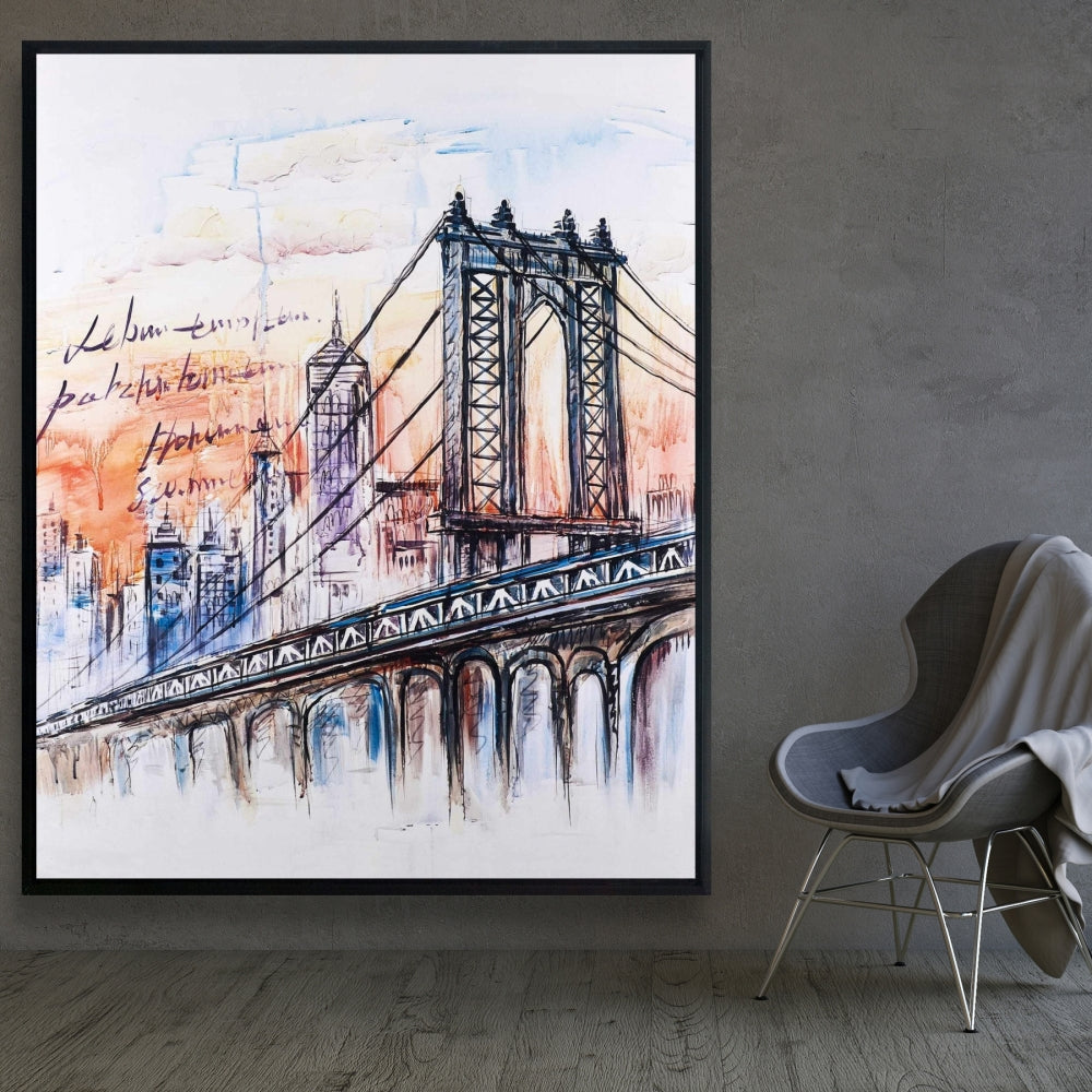 Toile encadrée « Croquis de pont » pour décoration de chambre | Art de la maison