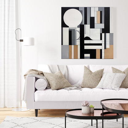 Toile abstraite surchargée de formes bleues – Décoration d'intérieur moderne