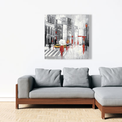 Abstract Cloudy City Street Canvas | Building Bedroom Decor