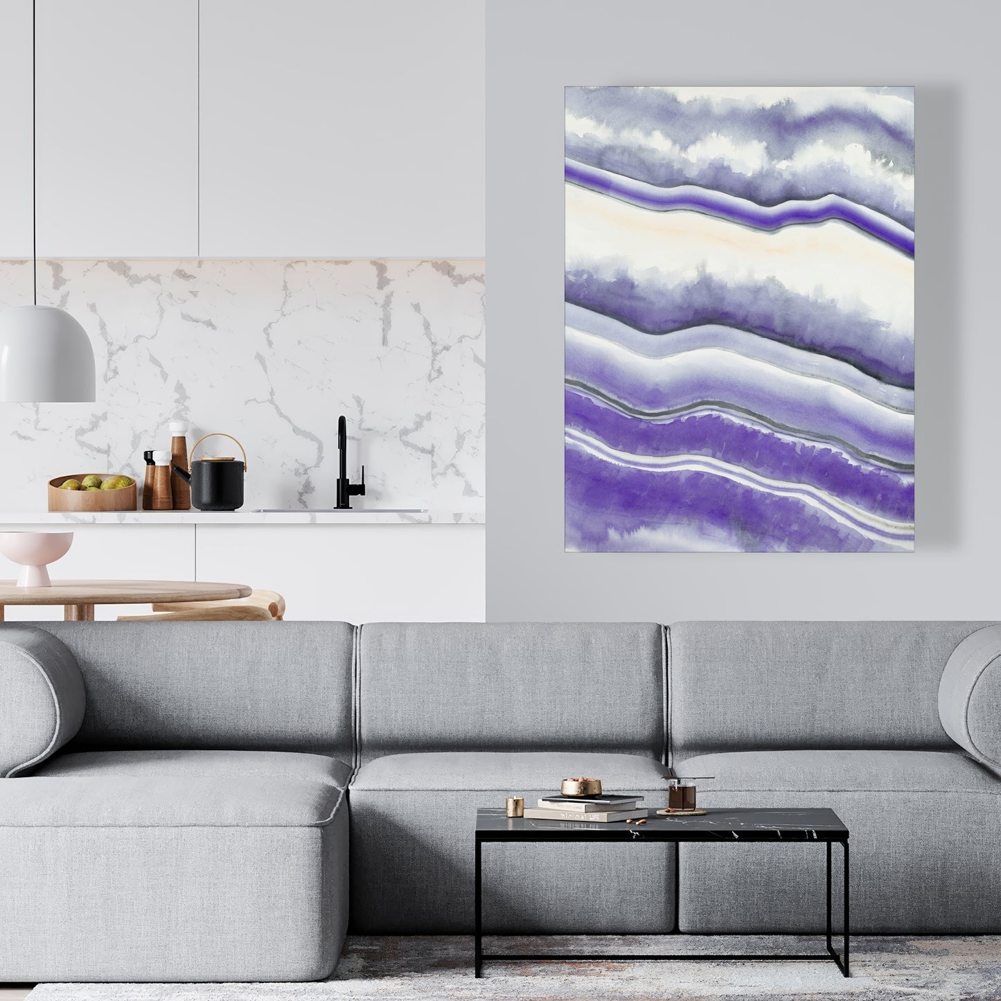 Toile abstraite Géode violette - Décoration murale moderne