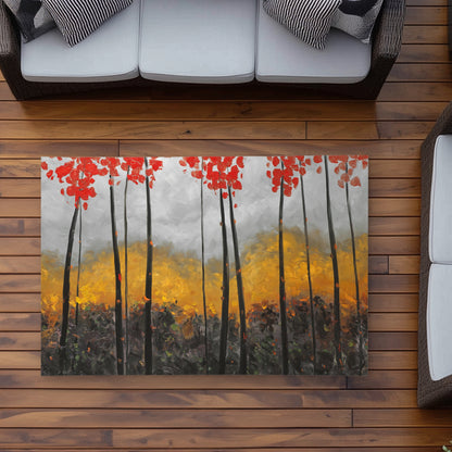 Abstract Autumn Trees - Office Outdoor Area Rug for Home Decor