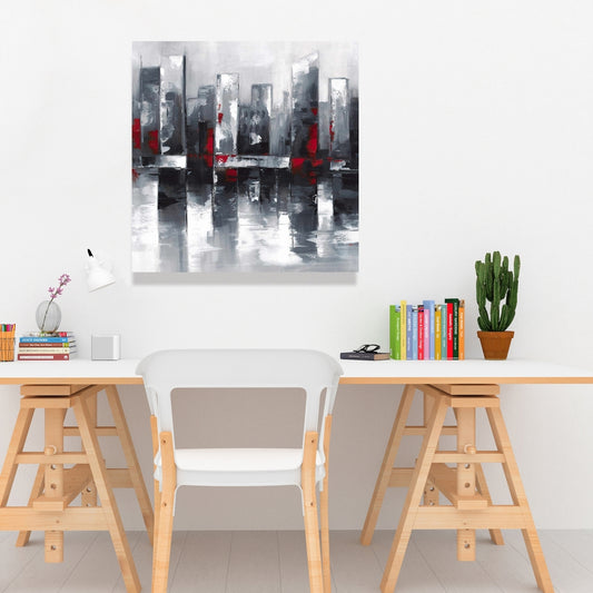 Toile abstraite représentant des villes bleues pour chambre à coucher | Décoration d'intérieur