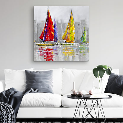 Sailboats in the Wind Canvas - Contemporary Bedroom Wall Art