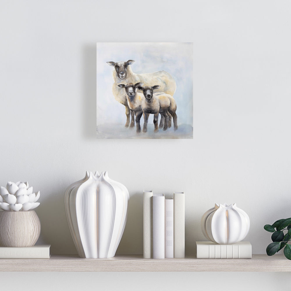 Blue Sheep Family Canvas - Farm Animal Bedroom Decor