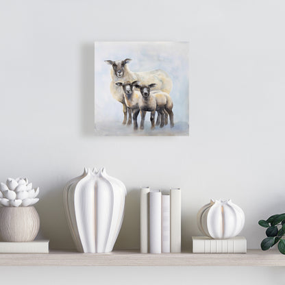 Blue Sheep Family Canvas - Farm Animal Bedroom Decor