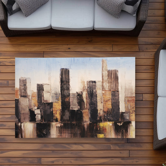 Striped Abstract Buildings - Industrial Outdoor Area Rug for Home