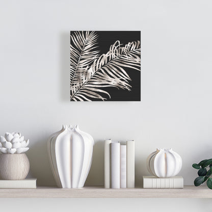 Toile botanique exotique à feuilles tropicales dorées | Décoration d'intérieur