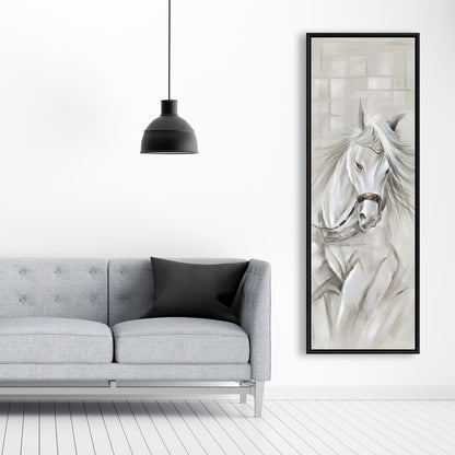 White Horse Canvas | White Framed Wall Art | Home Decor