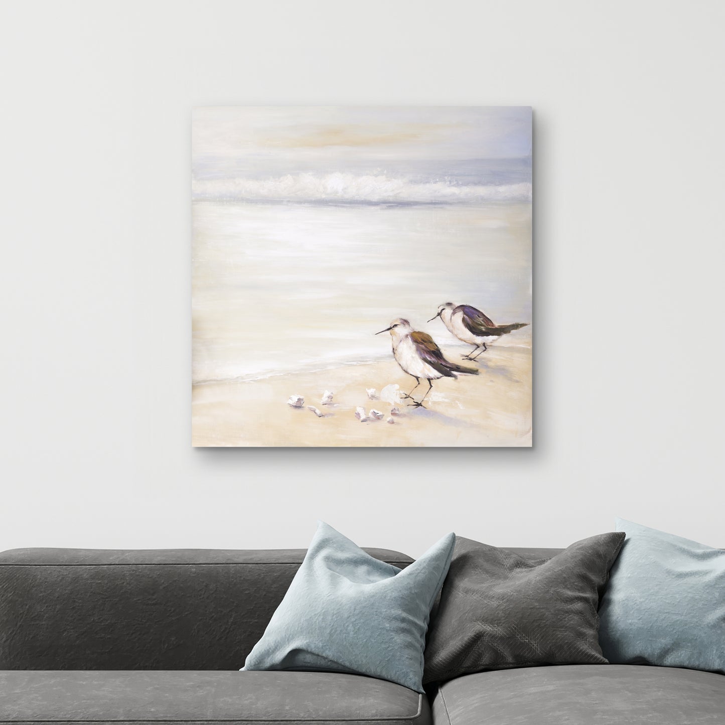 Two Sandpipers on the Beach Canvas - Bird Marine Bedroom Decor