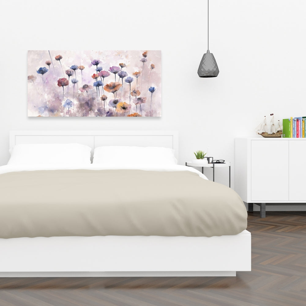 Toile « Petites fleurs sauvages » | Décoration murale violette pour chambre