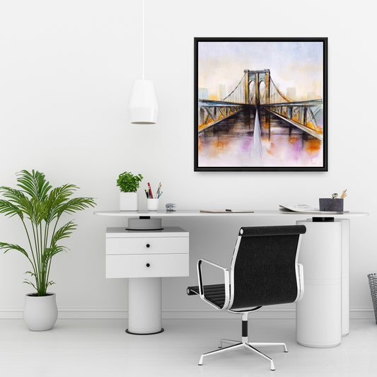 Toile colorée représentant le pont de Brooklyn – Décoration murale romantique pour chambre à coucher