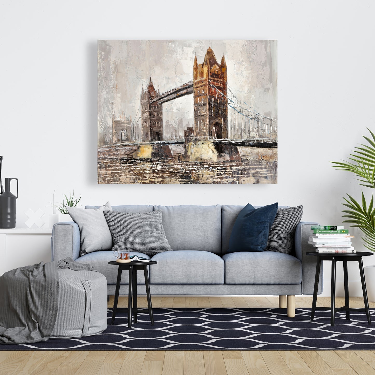 Contemporary Orange London Tower Bridge Canvas - Home Decor