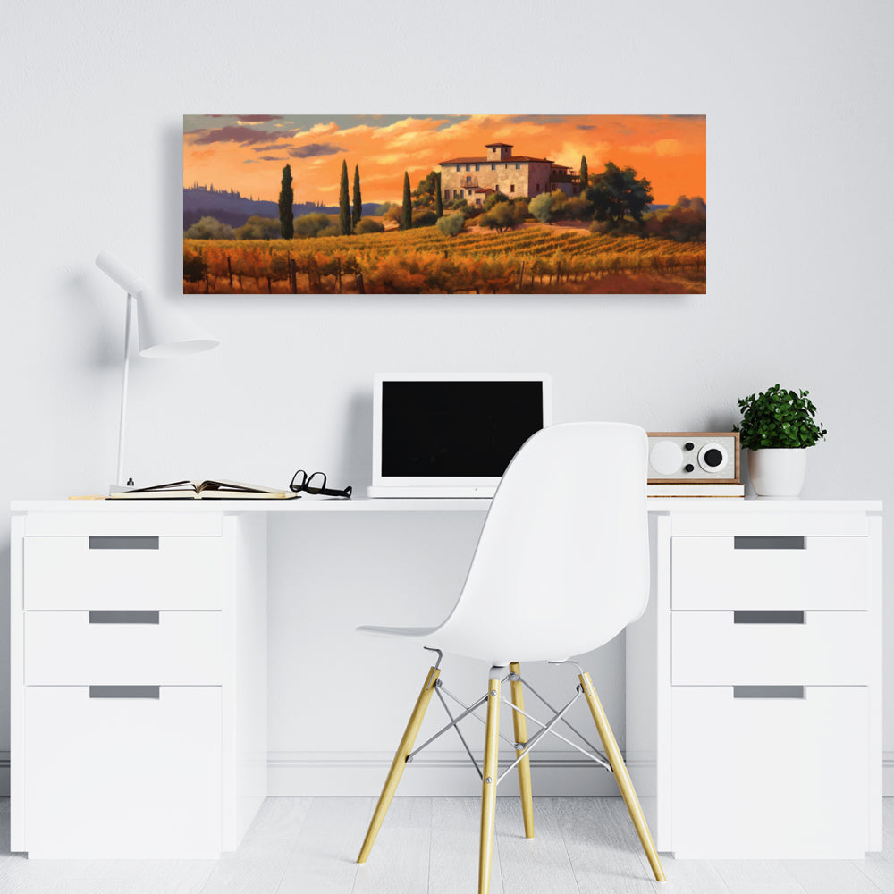 Toile jaune contemporaine - Paysage de Far Manor pour la décoration intérieure